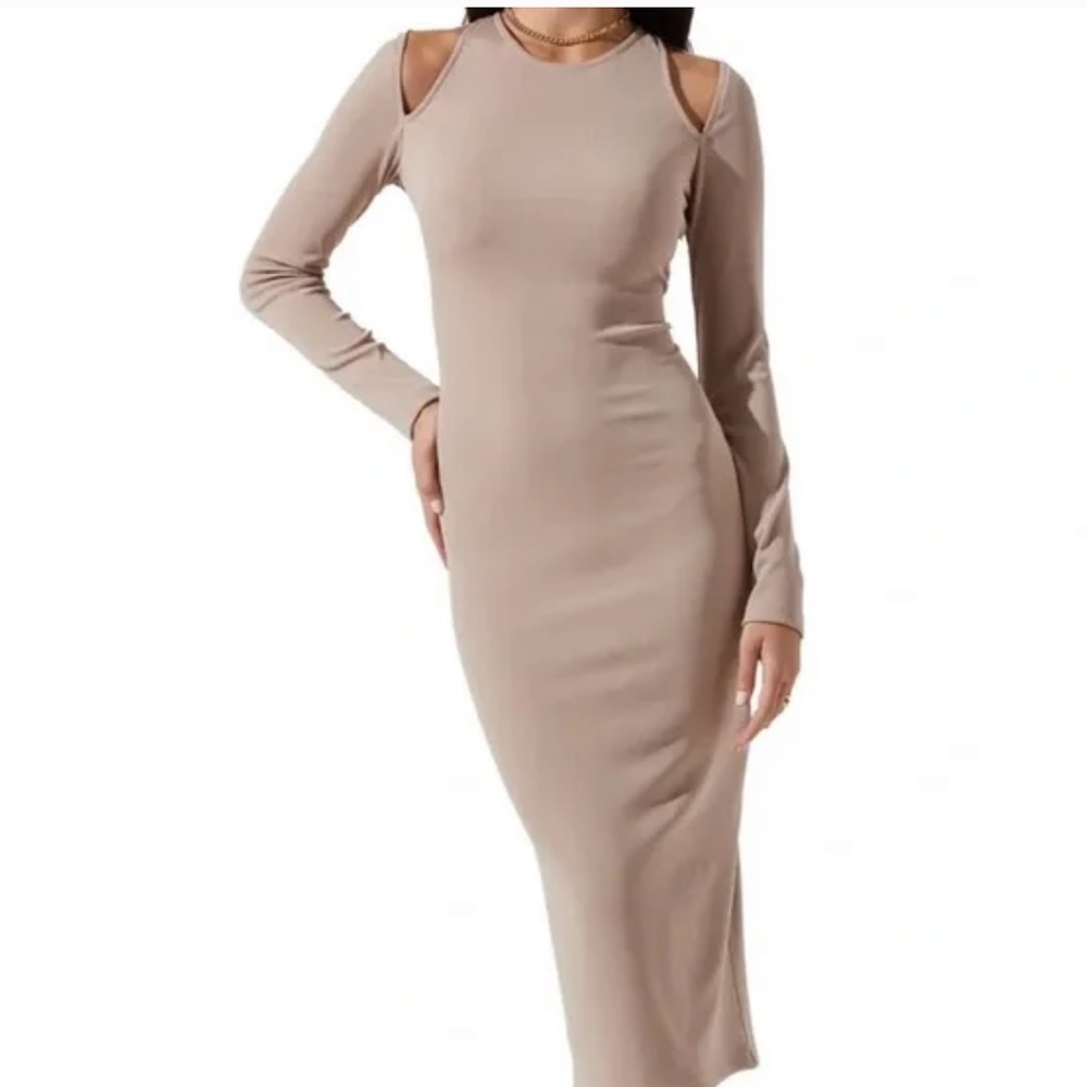 ASTR maxi sweater knit long sleeve dress with shoulder cutout